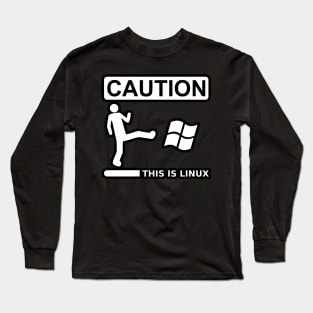 caution this is sparta linux Long Sleeve T-Shirt